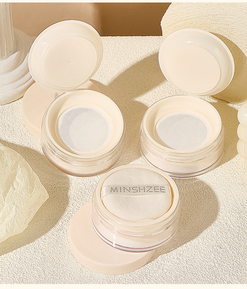 Mingxi Zhi Water Loose Powder, Setting Powder, loose powder is long-lasting and does not smudge. It is waterproof, oil-control, does not stick, and is a fine powder for women to cross borders undefined