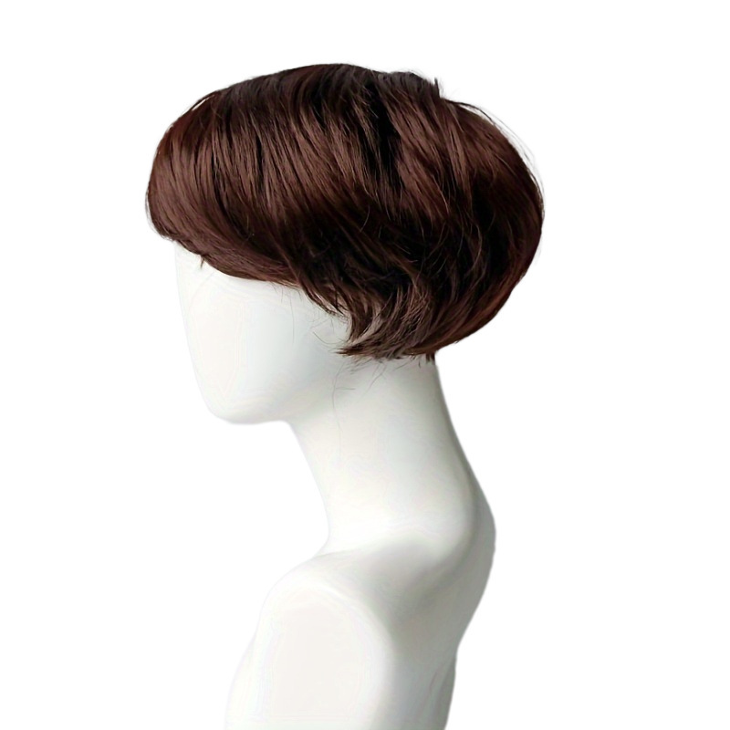 Korte, steile herenpruik, volledige hoofdbedekking, pluizig zwart synthetisch haar, zijscheiding, nieuw in voorraad_voghion.com