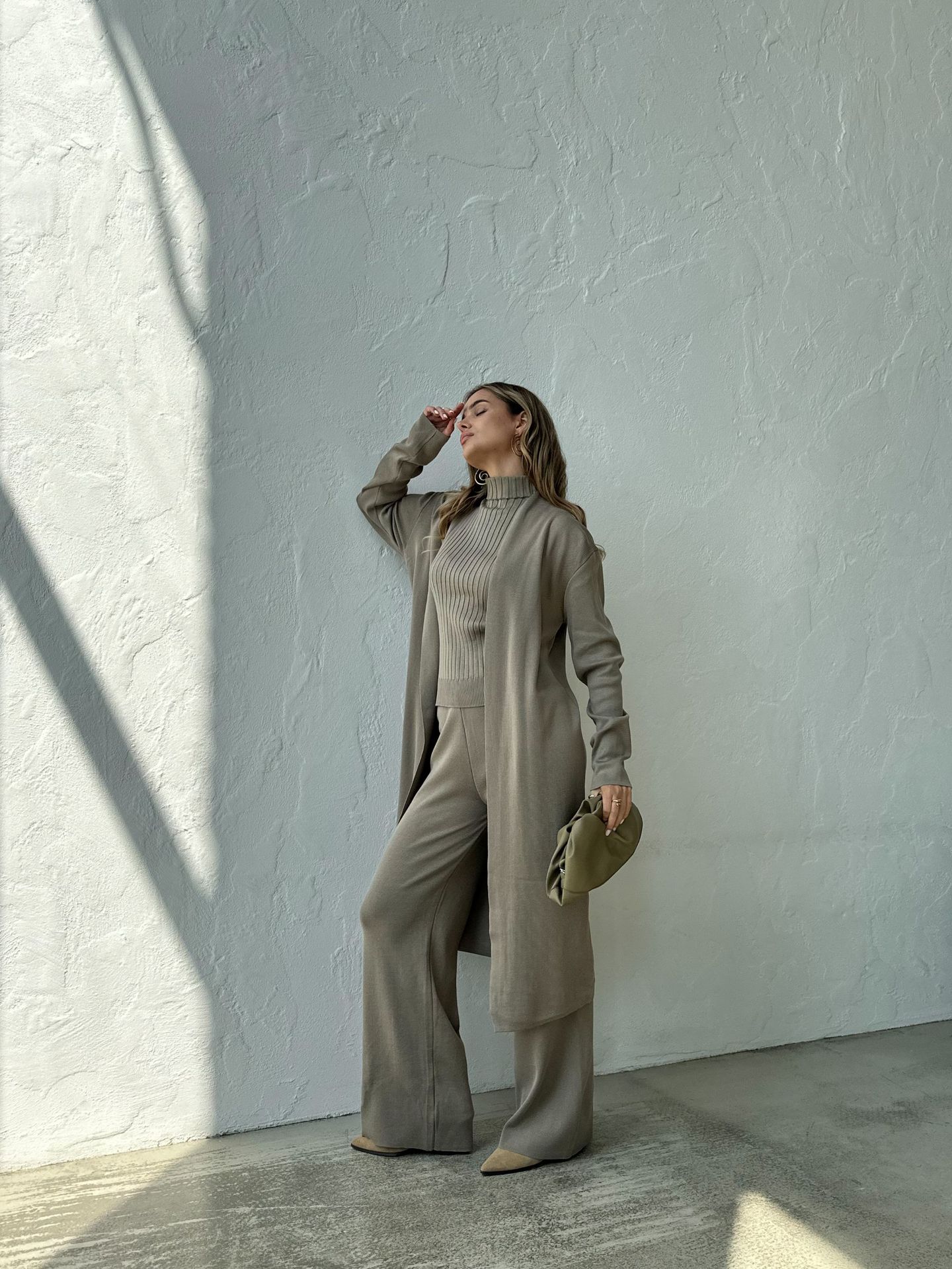 Turtleneck Neckline Warm, Comfort Function Street Women's Casual Solid Color Rayon Polyacrylonitrile Fiber Pant Co-ord Set Pants Sets