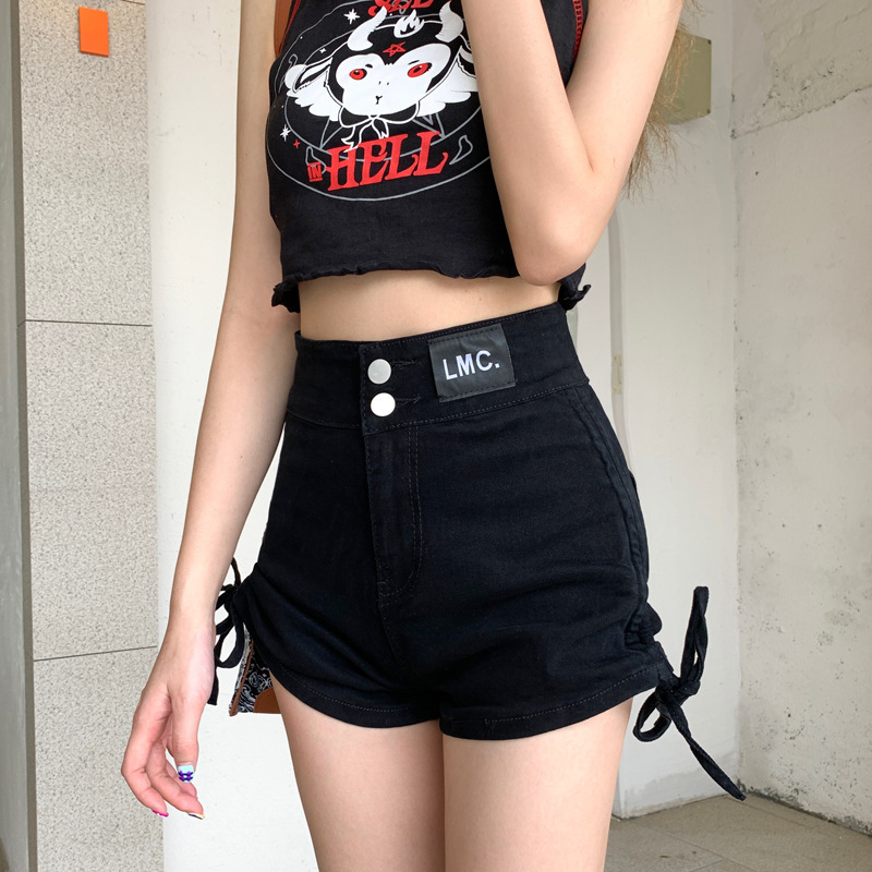 Trendy High-Waisted Drawstring Hot Pants Denim Shorts for Women Korean Style Summer New A-Line Versatile Jeans Trendy High-Waisted Drawstring Hot Pants Denim Shorts for Women Korean Style Summer New A-Line Versatile Jeans