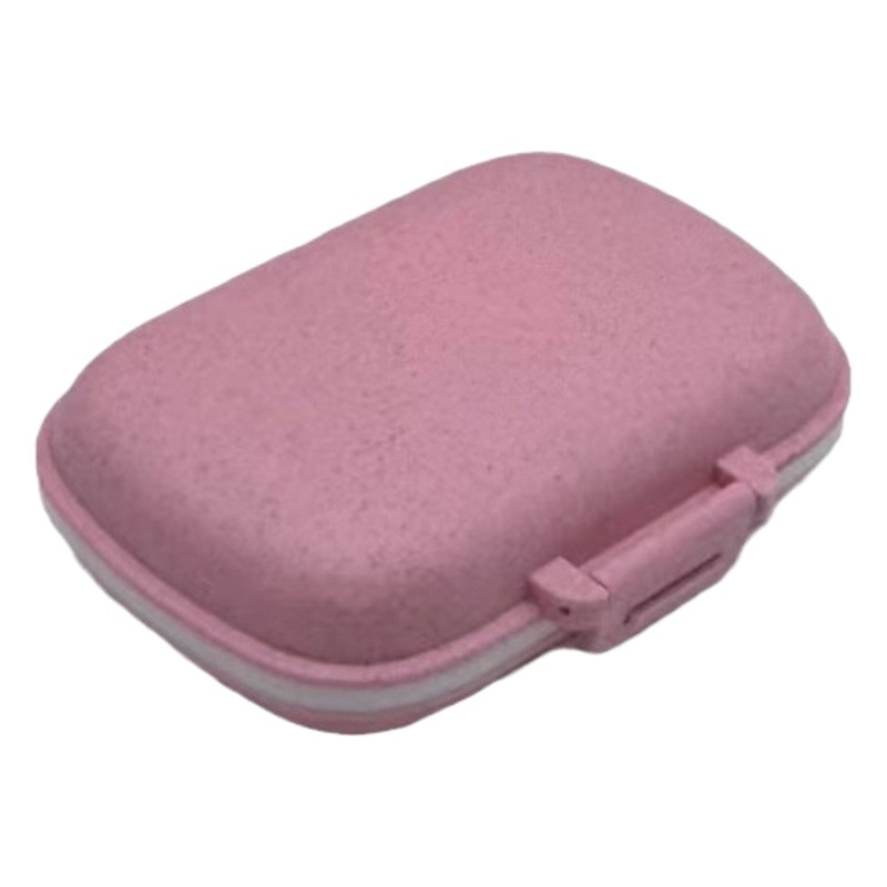Amazon paja de trigo portátil 8-rejilla sellada caja de la píldora impermeable a prueba de humedad caja de almacenamiento de embalaje 7 días a la semana