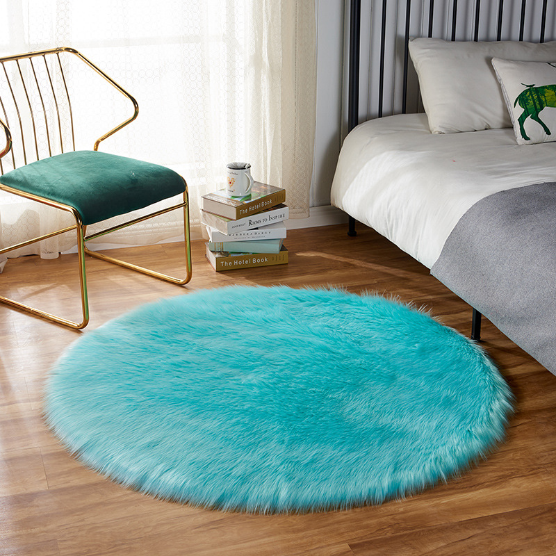 Alfombra de peluche larga dormitorio redondo chica silla mecedora silla de computadora mantas de lana nórdico alfombra de armario image 14