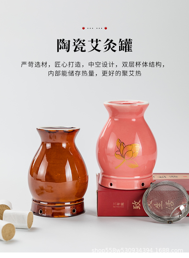Ceramic Moxa Cup with Double Layer Heat Insulation 7x10cm Moxibustion Massage Tool for Home Body Therapy key features