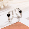 Small design black fashionable universal advanced earrings, light luxury style, simple and elegant design, trend of season, high-quality style