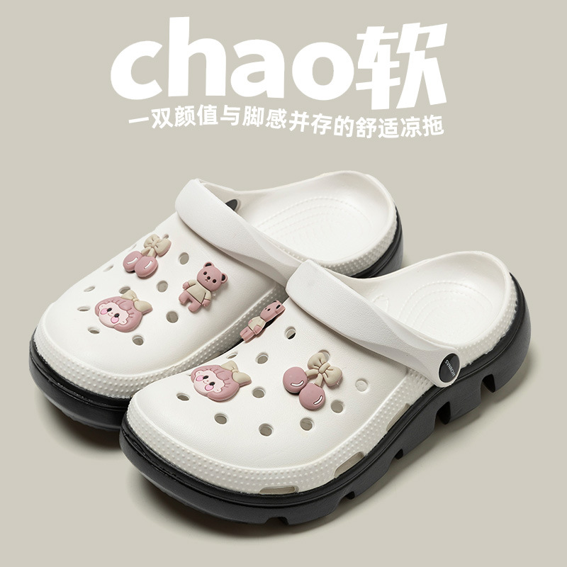 Zapatos con agujeros, nuevo estilo, antideslizante, sandalias de media arrastre de pareja, anhelo de vida, zapatillas casuales de mujer de playa del mismo estilo