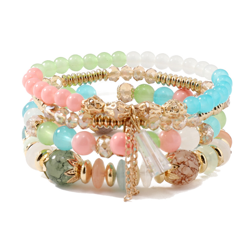 Moda Ronda Vidrio Con Cuentas Cristal Artificial Mujeres Pulsera 1 Pieza display picture 7