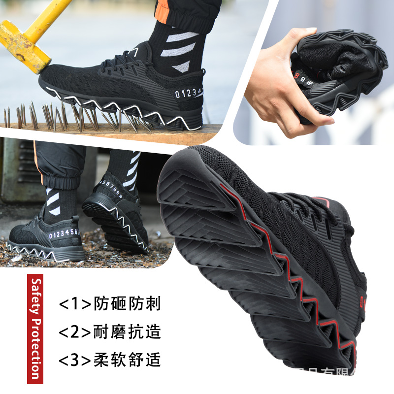 Calzado de protección laboral para hombre, venta al por mayor, envío directo, transfronterizo, anti-aplastamiento, anti-pinchazos, ligero, resistente al desgaste, informal. image 3