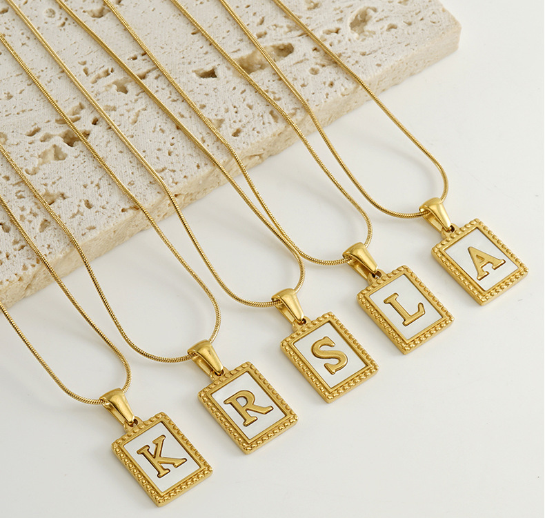 Pendant Necklace Classification 304 Stainless Steel Chain Material snake chain Chain Type Simple Style Letter Stainless Steel Titanium Steel Plating Pendant Necklace 1 Piece