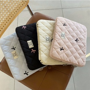 Customized Diamond-Shaped Cotton Tablet Liner Bag with Printed Embroidered Velvet Tablet iPad Liner Bag