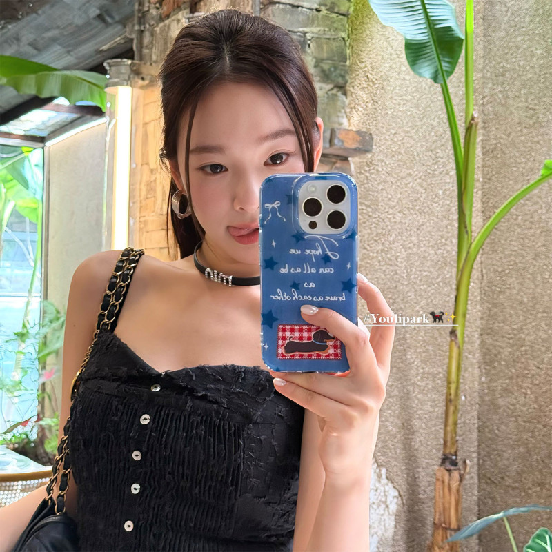 Yuri Park ins かわいいレトロデニムブルースターダックステリア 15 16pro Apple 16ProMax ハンドに適しています|undefined