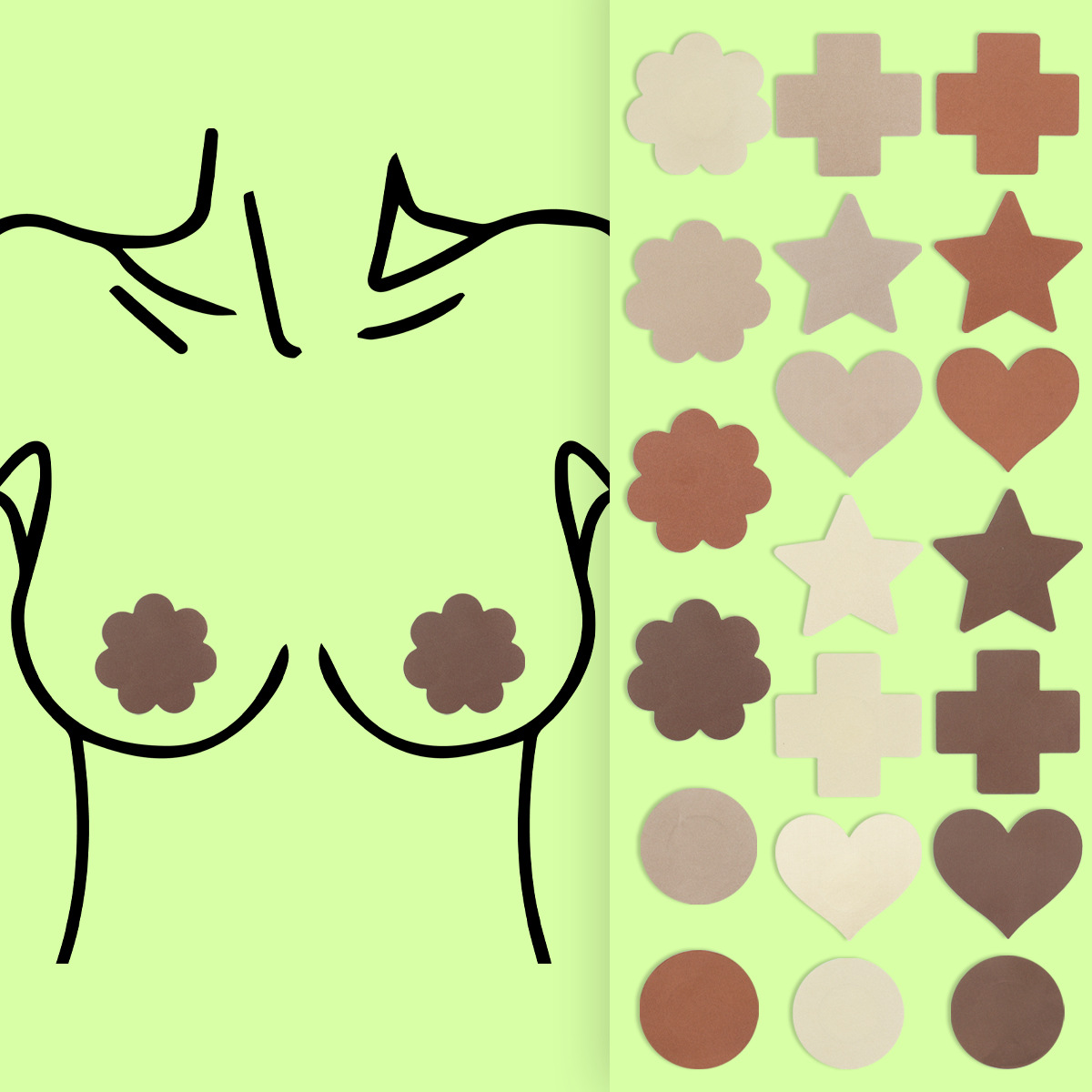 PETAL SATIN跨境胸贴咖色自粘一次性棕色乳贴柔软缎面隐形乳头贴