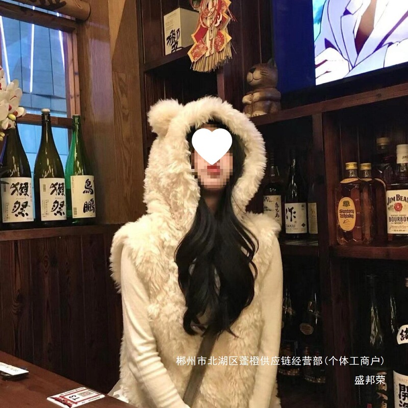 Factory Direct Sales Fur Integrated Vest Hooded Fur Outwear 2025 Autumn and Winter New Lamb Plush Vest Vest