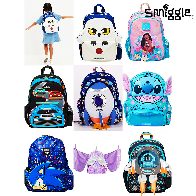 Australia Smiggle caricatura mochila de tamaño medio jardín de infantes mochila de hombro 3D con sombrero de caricatura