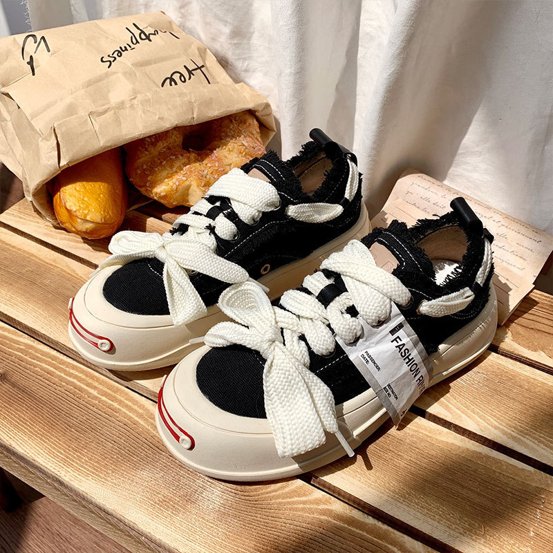2026 New Model Tan Jianci Style Canvas Shoes for Women, Thick-Soled Versatile Trendy Student Popular Open-Toe Sneakers 2026 New Model Tan Jianci Style Canvas Shoes for Women, Thick-Soled Versatile Trendy Student Popular Open-Toe Sneakers
