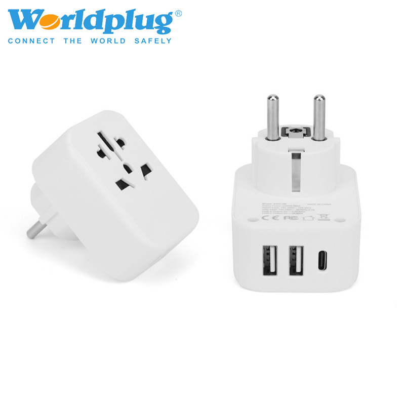 旅行充电器转换头欧规德国通用万能转换插头插座双USB多功能插座