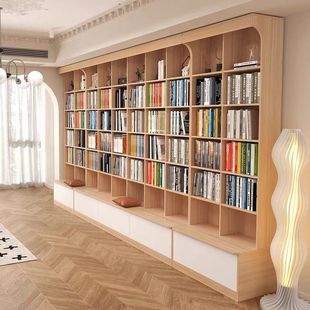 Customizable Full-Wall Bookshelf Home Library Trendy Living Room Integrated Ceiling-To-Ceiling Children's Bookshelf Large Capacity