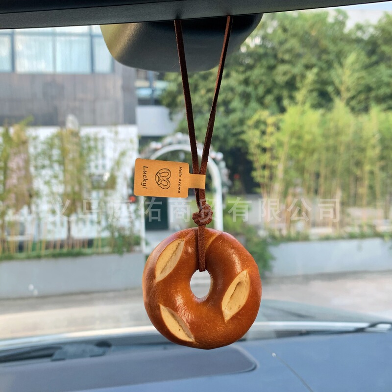 Handmade alkaline bread pendant cute car rearview mirror pendant bagellas cute mini accessories diy decoration