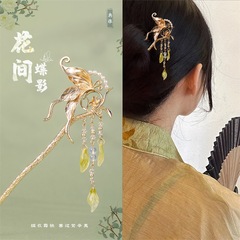 古風ヘアピン蝶瑠璃百合ヘアピン古典ヘアアクセサリー