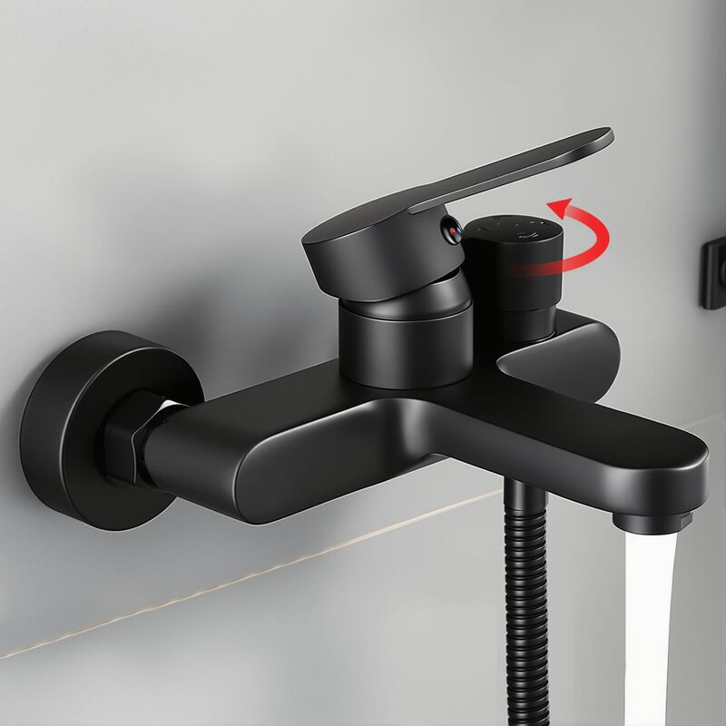 Bathtub Faucet Black Shower Faucet Mixing Valve Black Triple Faucet Hot and Cold Faucet Bathroom