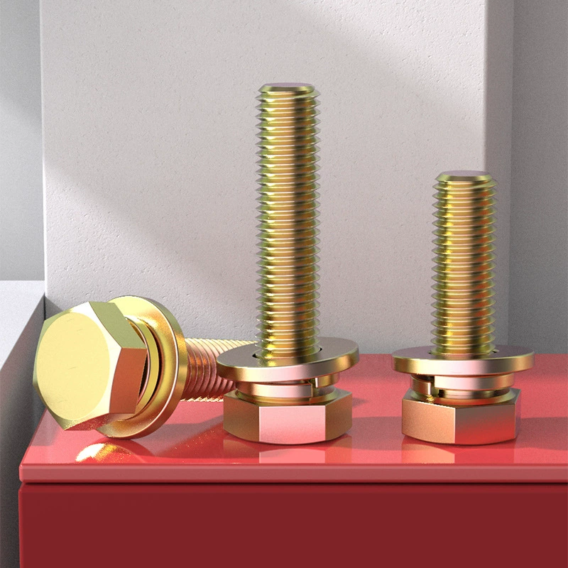 8,8 класс цвет покрытием Внешний шестигранник Три Комбинированные винты GB9074.17 с плоской пружинной шайбы болты M5M6M8M10M12