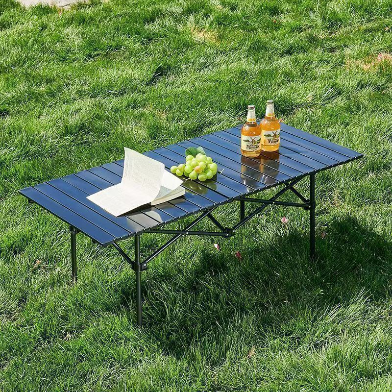 Pink outdoor folding roll-up table set with leisure chairs, multi-purpose, lightweight, portable, suitable for home use and camping