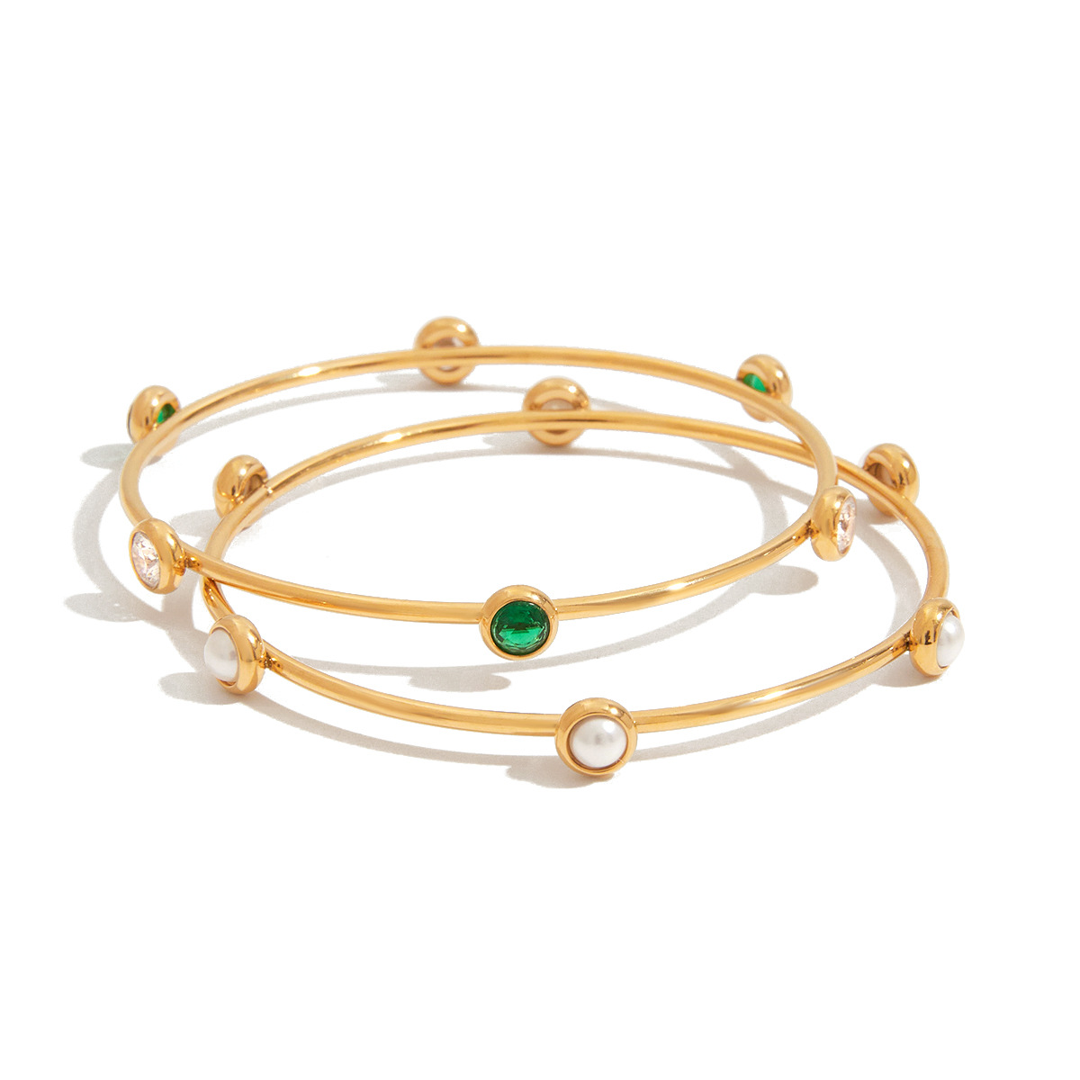 Jeding pulsera de perlas de acero inoxidable para mujer joyería de acero inoxidable de alta calidad joyería explosiva transfronteriza pulsera de acero de titanio de 18k