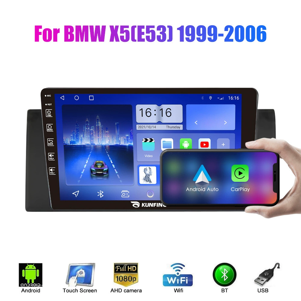 Подходит для BMW X5 E53 1999-2006 годов выпуска, навигационная система Android GPS, автомобильное устройство с функцией заднего вида.