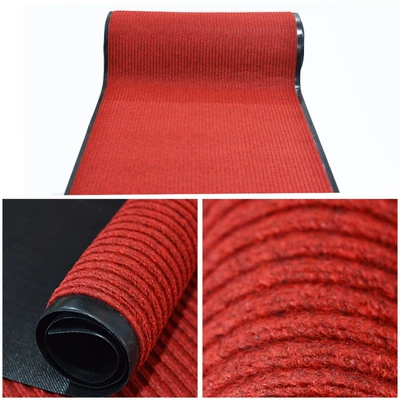 Waterproof non-slip PVC floor mat shopping mall entrance door double stripe floor mat hotel corridor aisle full of coiled material floor mat (Avtomobil döşəmə paspasları) - double-stripe-dark-red-hot-selling-09-meters-wide-take-a-few-pieces-and-send-a-few-meters