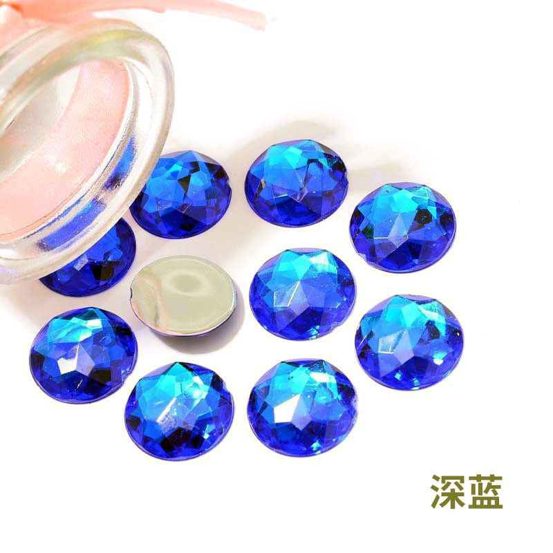 亚克力平底钻圆形倒角水钻塑料首饰贴片彩色烫钻散珠diy饰品配件|undefined