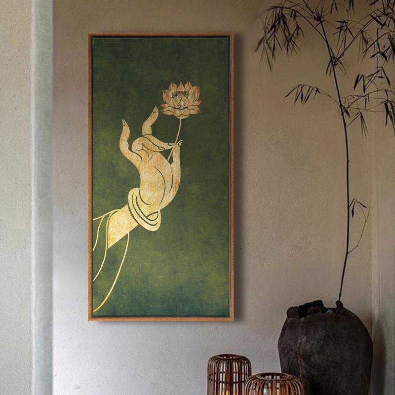 Zen-Inspired Space Soft Decoration Wall Art, Southeast Asian Yoga Studio Wall Painting, Tea Art, Buddha Hand Lotus Decorative Painting, Buddhist Ancient Style Painting Zen-Inspired Space Soft Decoration Wall Art, Southeast Asian Yoga Studio Wall Painting, Tea Art, Buddha Hand Lotus Decorative Painting, Buddhist Ancient Style Painting