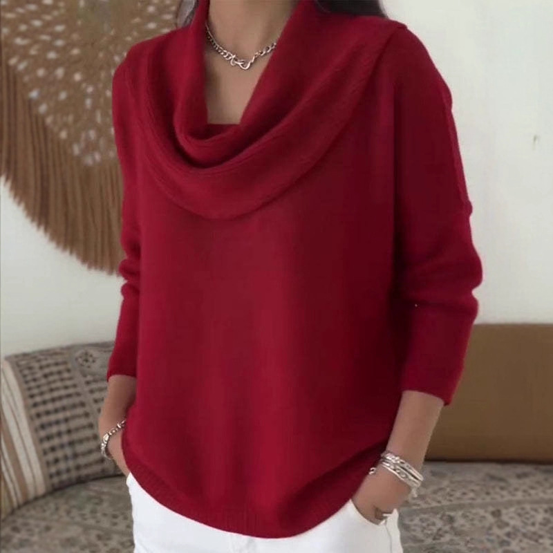 2025 Cross-Border Export Women's Clothing Independent Station Amazon Aliexpress Autumn and Winter New Pure Color Long-Sleeved Tops and Sweaters