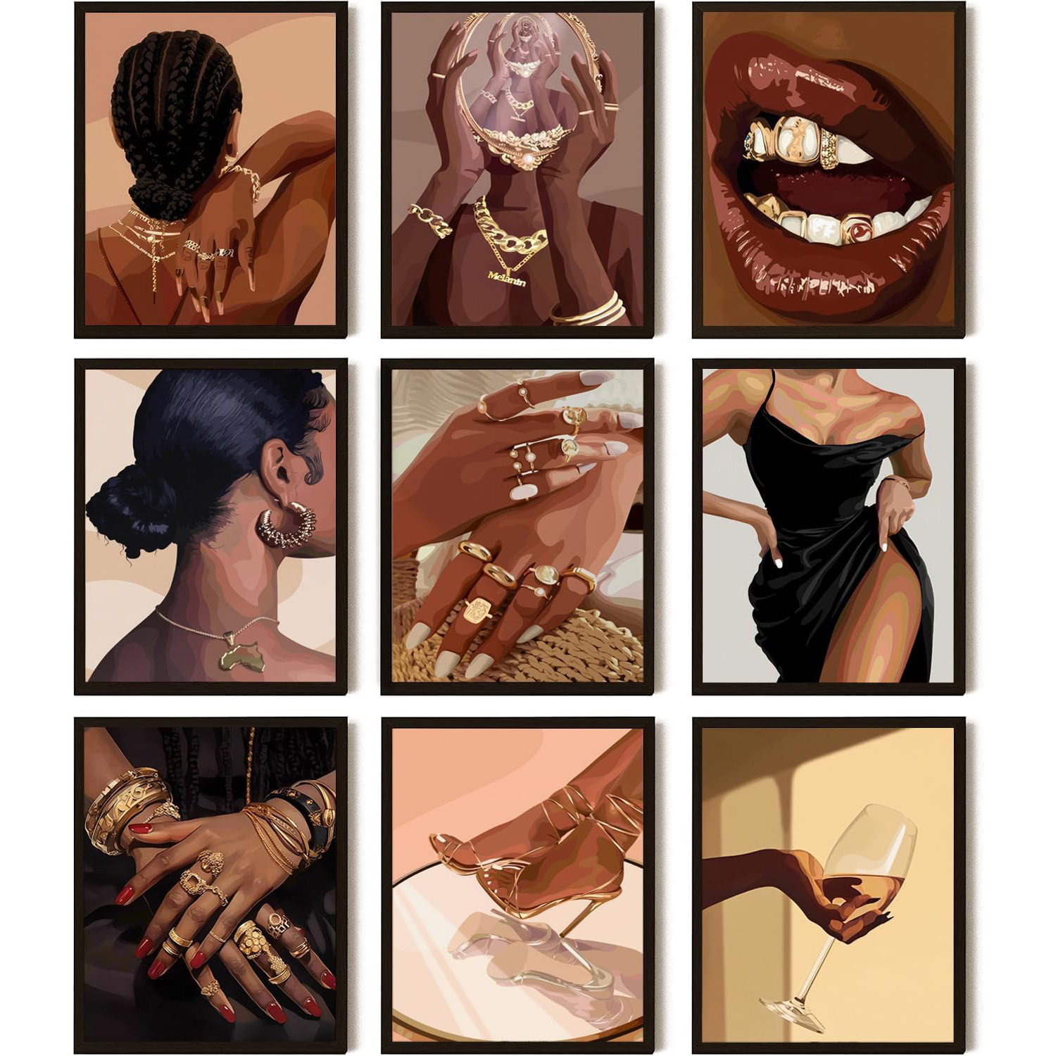 9件套外贸亚马逊名画梵高小猫北欧海报家居装饰帆布画芯卧室挂画