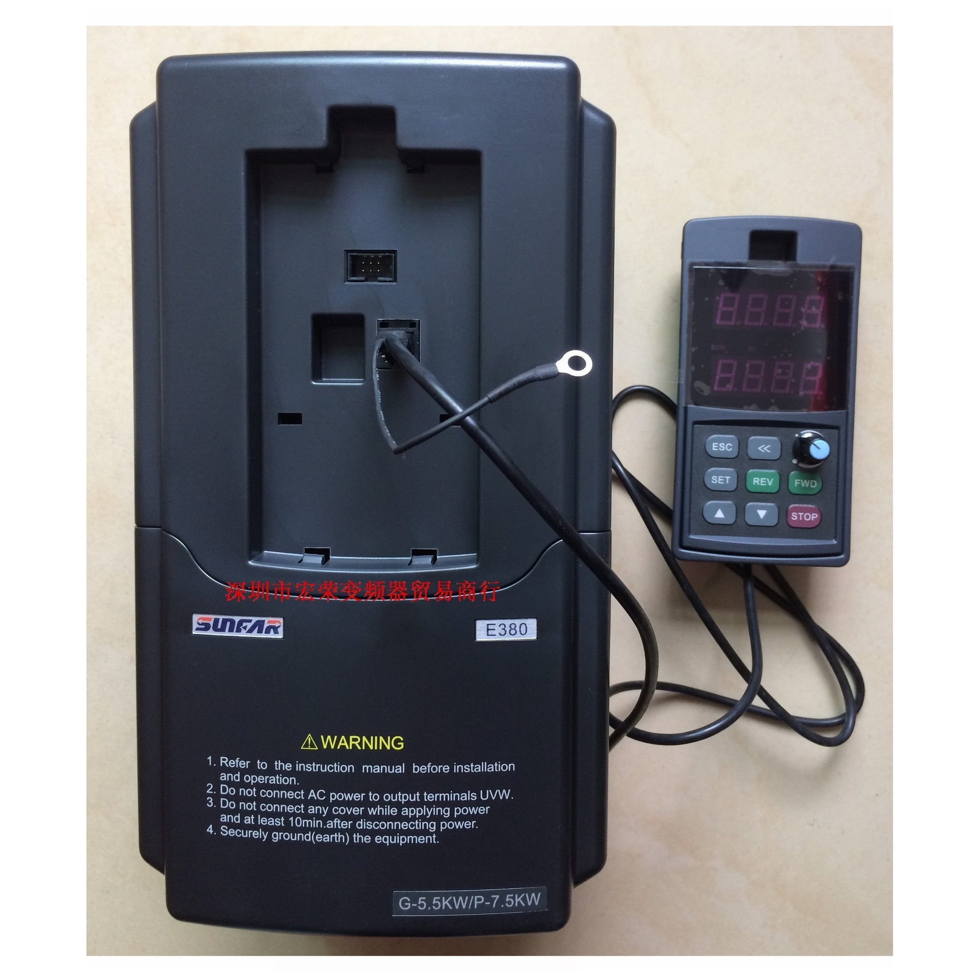 皮革加工设备用SUNFAR变频器E380-4T0055G/0075P及操作面板现货