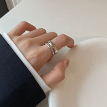 双层光面戒指925通体纯银欧美小众设计师品牌款简约时髦博主0072A