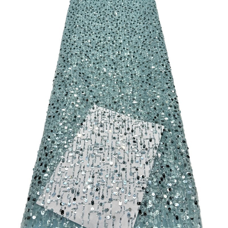 Fábrica al por mayor sequinilla bordada perlas tubo bordado tela de moda rendimiento de escenario ropa de vestir de alta calidad tela