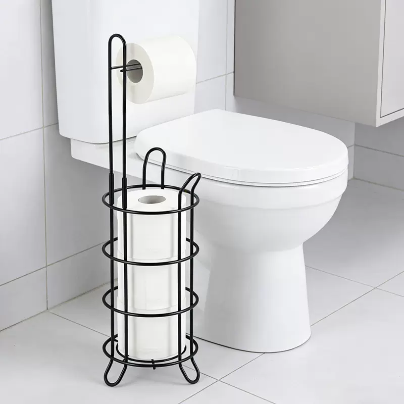 跨境纸巾架立式卷纸架铁艺卫生间纸巾置物架浴室圆形厕纸收纳架