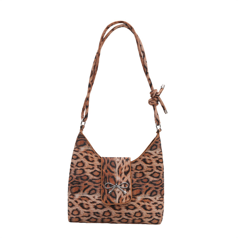 Leopardo arco brazo bolso para mujeres 2024 otoño nuevo nicho de diseño simple bolso de hombro exterior