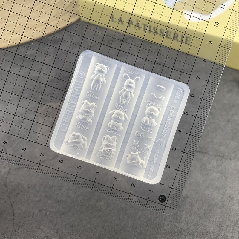 跨境批发蝴蝶结硅胶美甲模具立体链条串珠浮雕花纹穿戴甲装饰工具|undefined