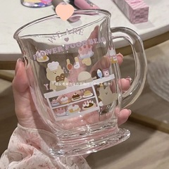 かわいい大容量ポータブルケーキデザイングリーンアップル漫画クマ火傷防止高価値ガラスインカップ