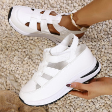 运动风凉鞋女2025夏季新款坡跟包头镂空凉鞋外贸跨境大码厚底女鞋