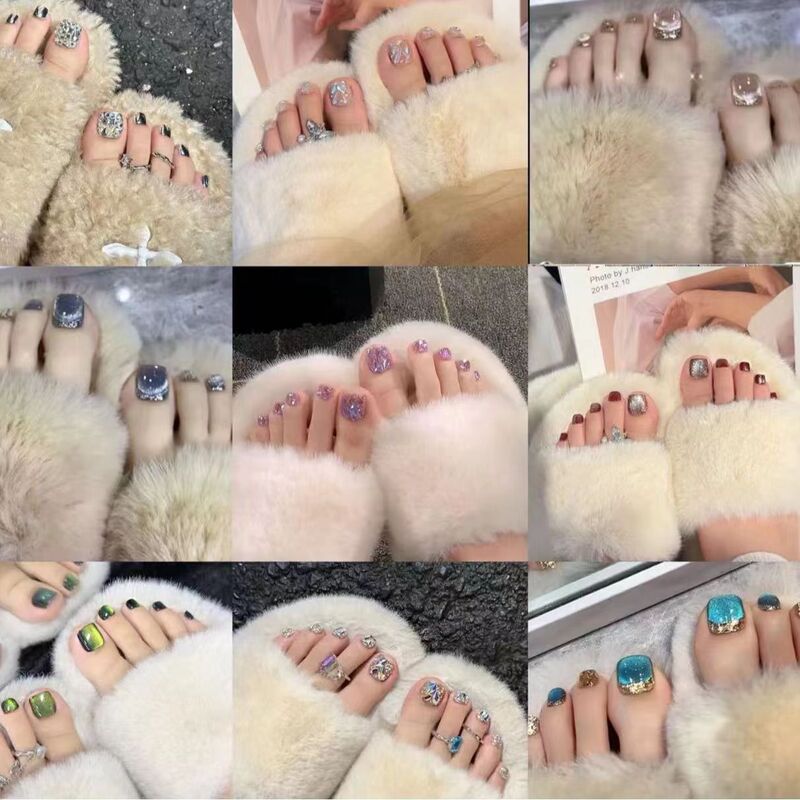 Summer New Toenail Patch Nail Finished Nail Pieces Wearable Fake Toenail Pieces White Removable 24 Pieces
