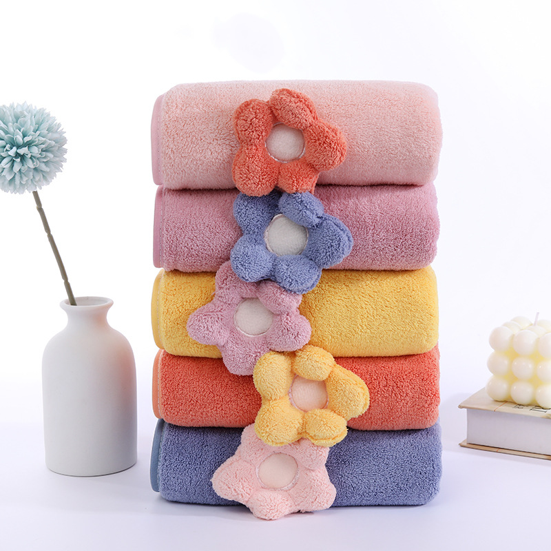Coral velvet towel sunflower thick absorbent face towel for adults household cleaning dry hair towel wholesale gift