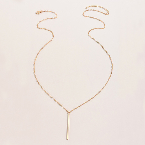 European and American cross-border new products, popular simple metal chain vertical stick necklace, personalized geometric long sweater chain for women