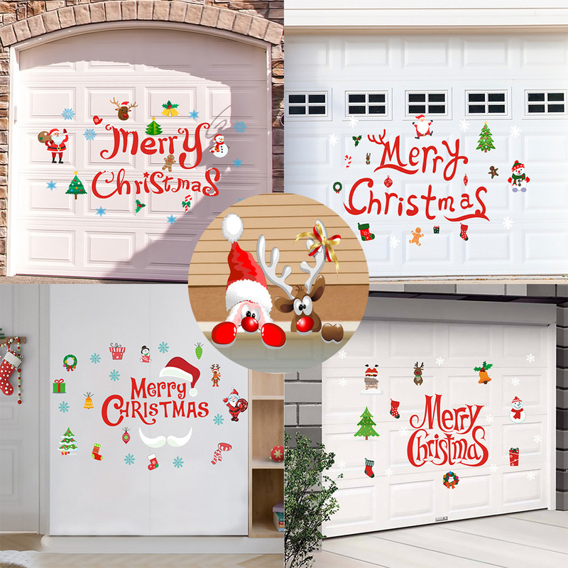 X006-10 Amazon AliExpress Cross Border Christmas Door Sticker Snowman Elk diy Holiday Decorative Wall Sticker