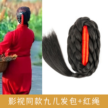 复古风假发包女汉服头饰古装造型明制高温丝黑色盘发髻九儿丸子头