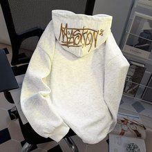 潮流连帽卫衣加肥加大码男生秋季新款高街套头胖子宽松百搭休闲衫