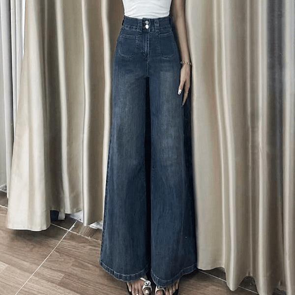 Women's flared jeans, petite size, Hong Kong-style retro, slim fit, figure-flattering, hip-lifting, non-clingy, ankle-length pants
