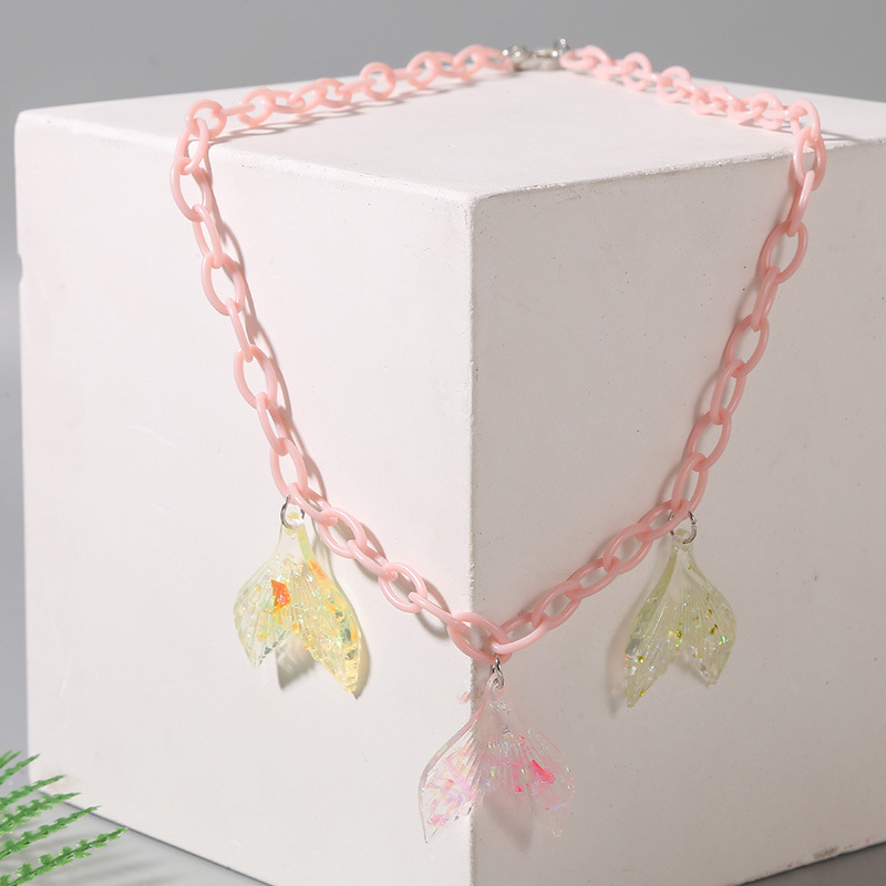 Creative Acrylic Chain Mermaid Tail Necklace Creative Cross-border Resin Pendant Jewelry display picture 4