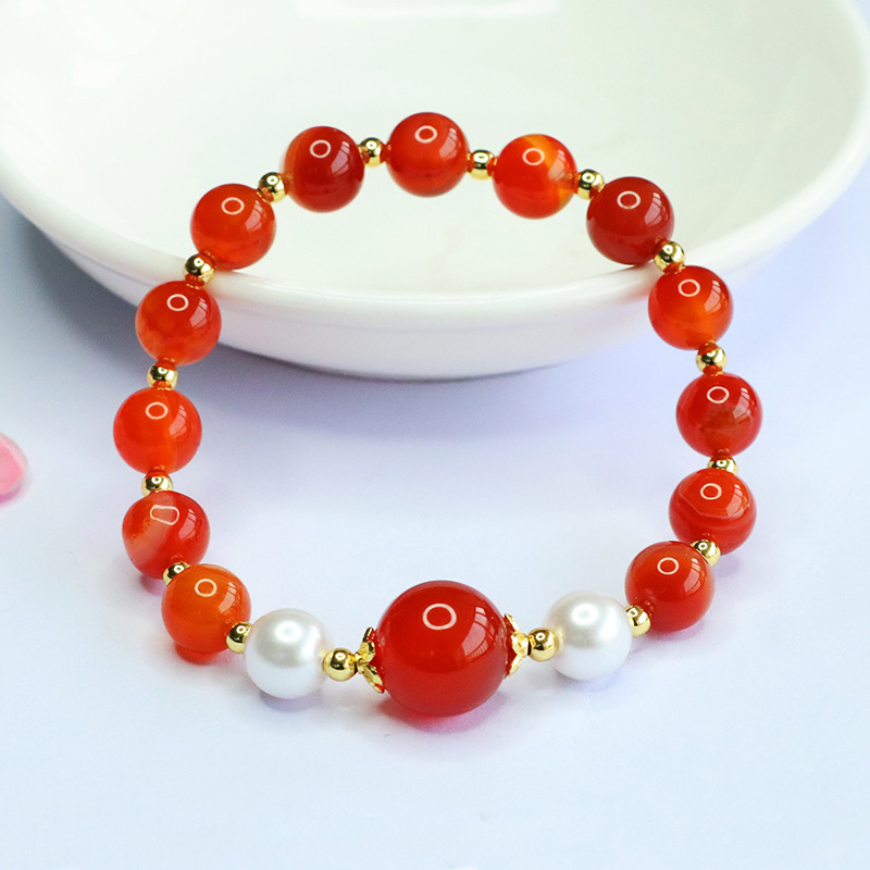 레드 사도닉스 화이트 쉘 비즈 안개꽃 팔찌 (MN 5031101 ）