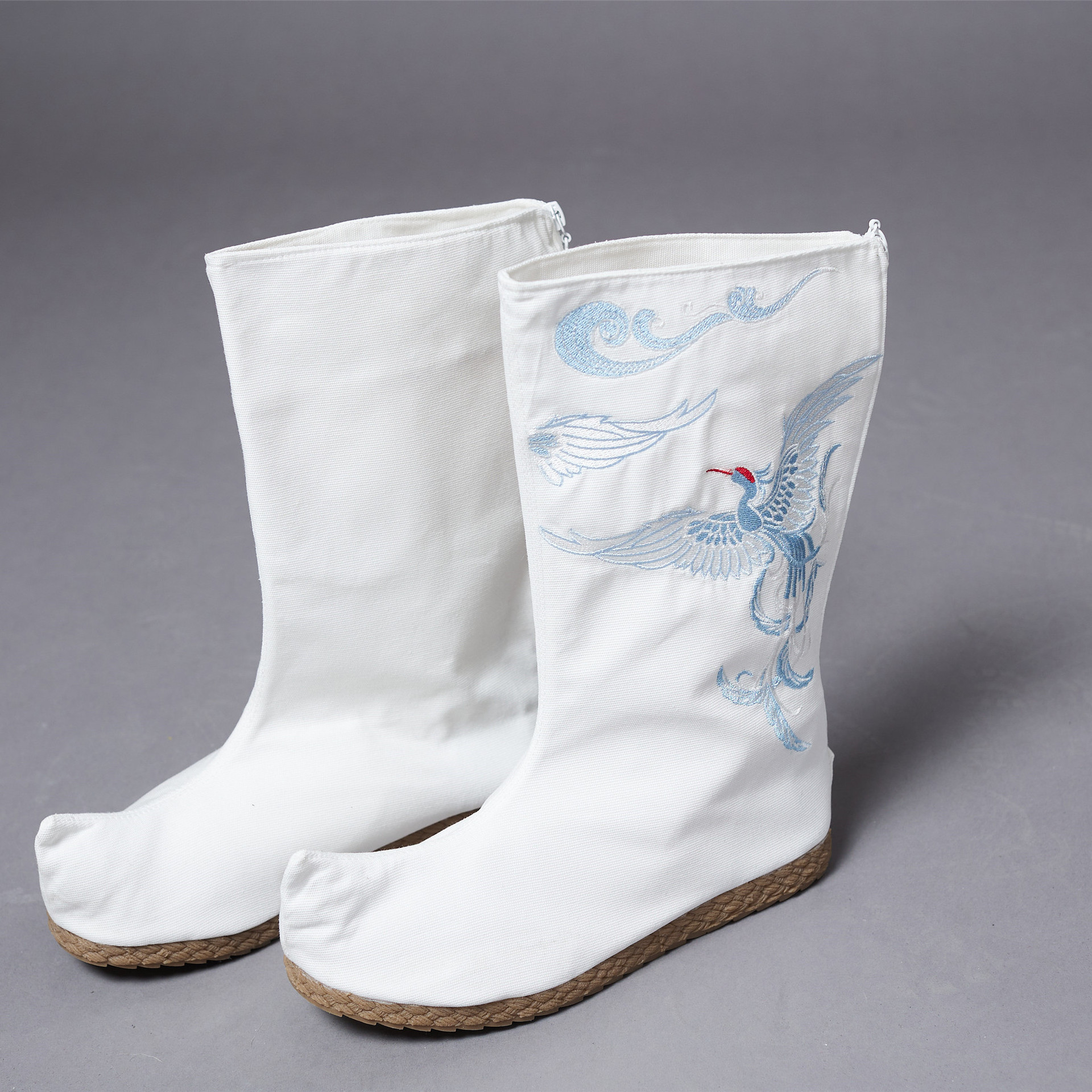 Men's New Autumn/Winter Embroidered Canvas Boot with Fleece, Mid-Calf, Chinese Style Retro Casual Boot